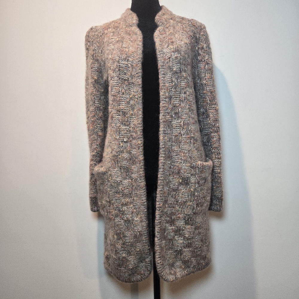 GDT TOO Cardigan Mohair Wool Blend 90s Sweater Open Front  Long Vintage